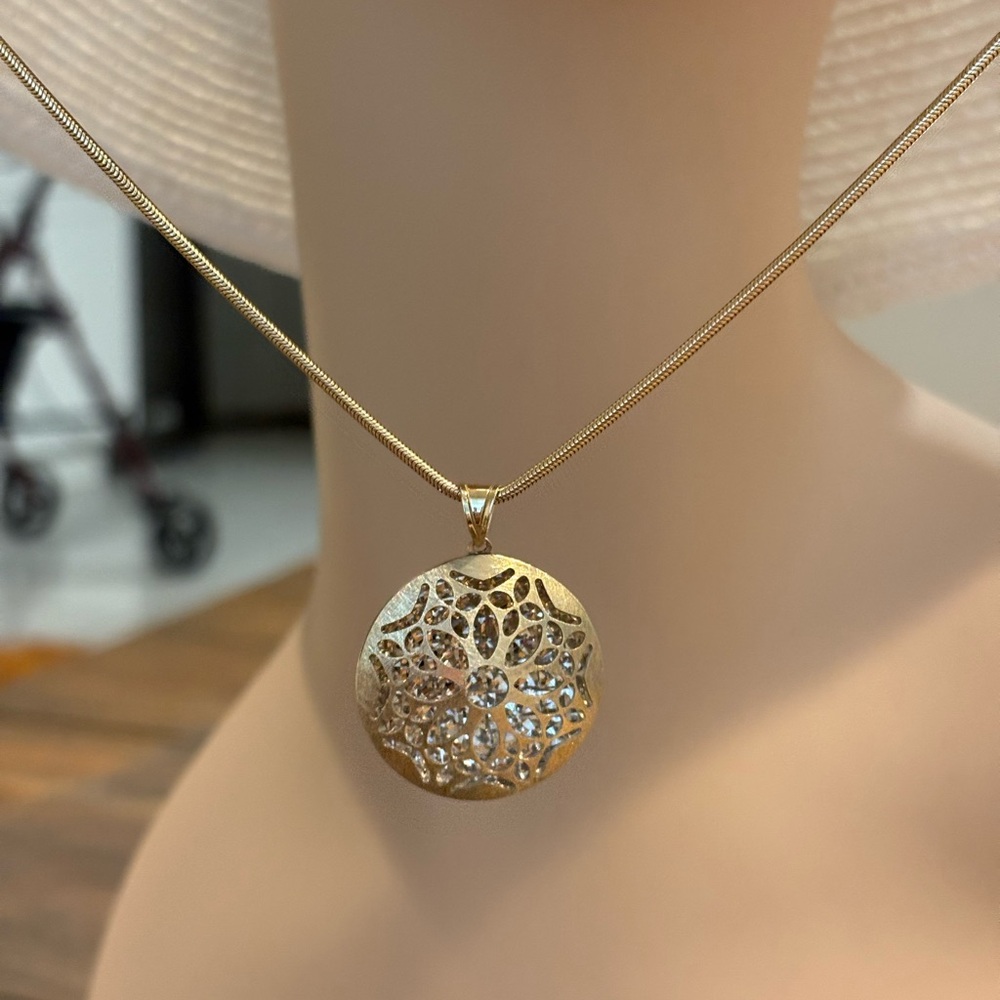 Vintage Gold Filled  Filigree Sterling Pendant Necklace